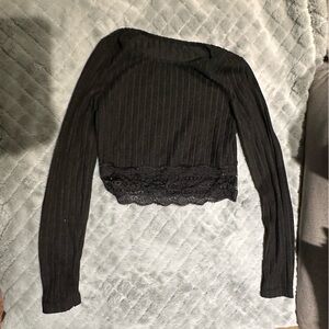 Black Long Sleeve Lace Top